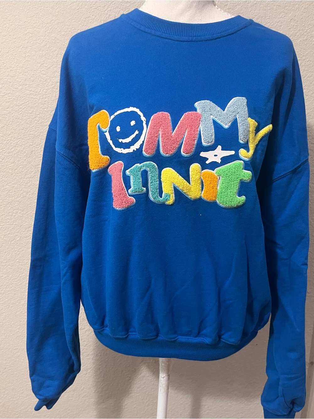 Unisex Official Limited Edition TommyInnit 21 Blue Puffy Letter Crewneck Sweatsh